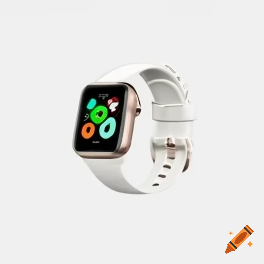 Smart watch with white strap on a surface