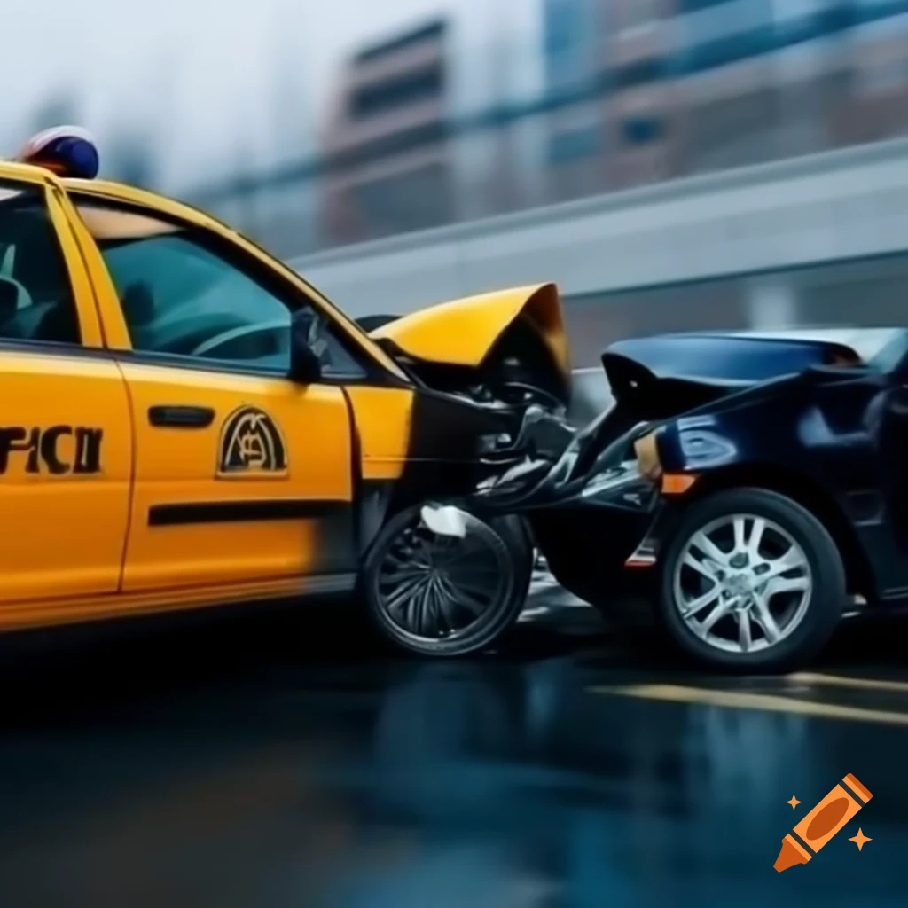 Taxi accident at traffic light