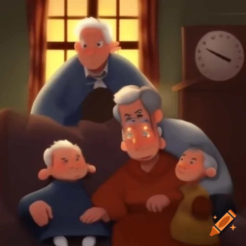 Family members eagerly anticipating spring in warm glow