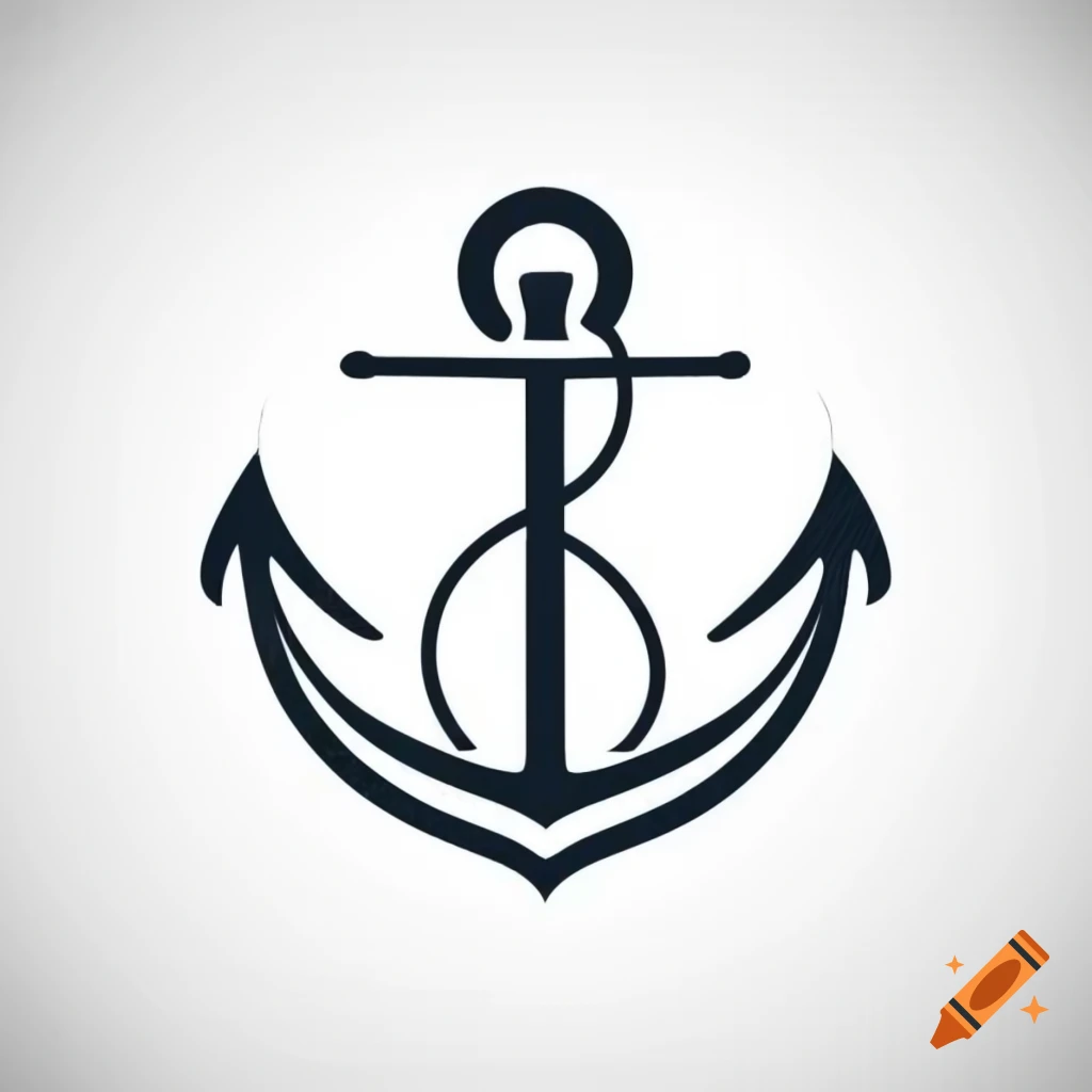 Minimalist nautical logo design featuring a black anchor on white background