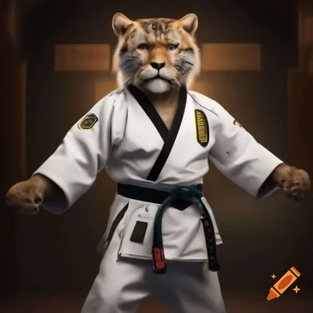 Animals wearing karate gi uniforms