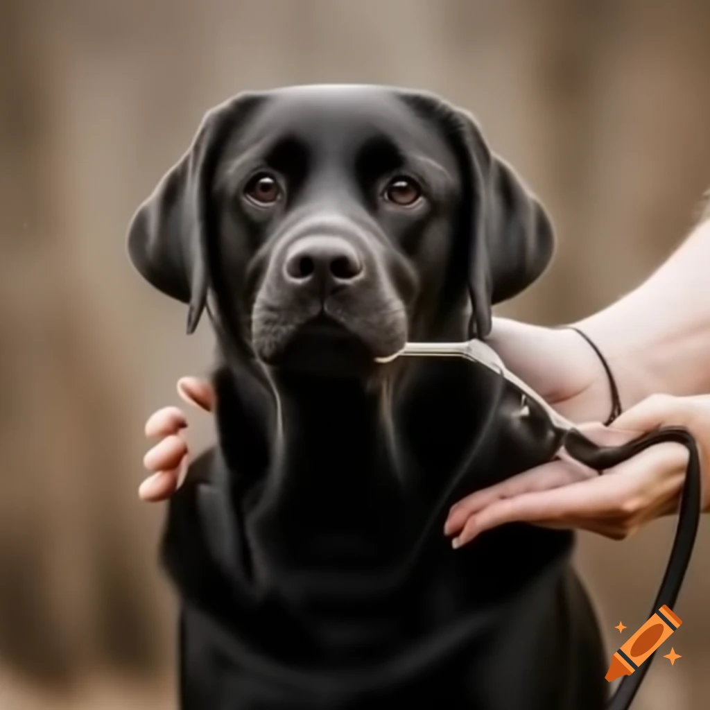 Black Labrador dog undergoing training session