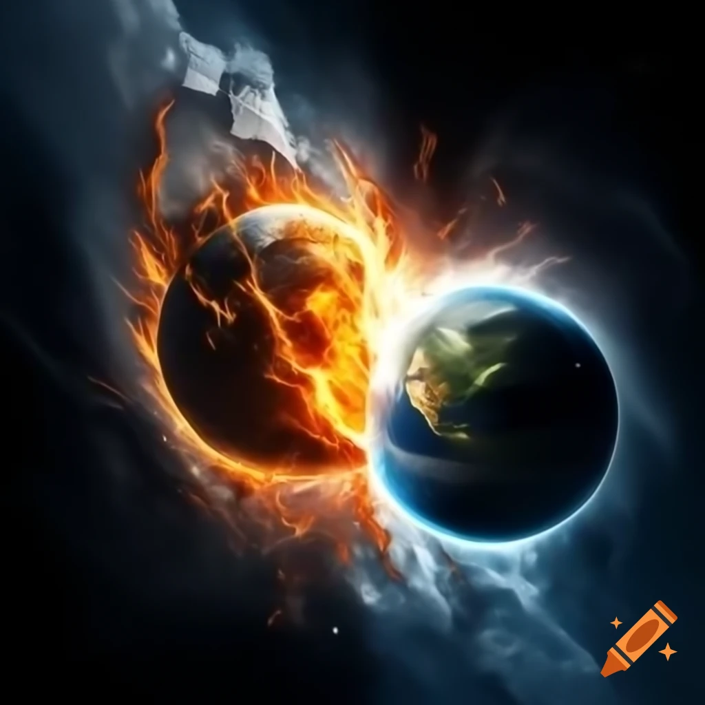 Elements of water, fire, earth, and air blending energetically