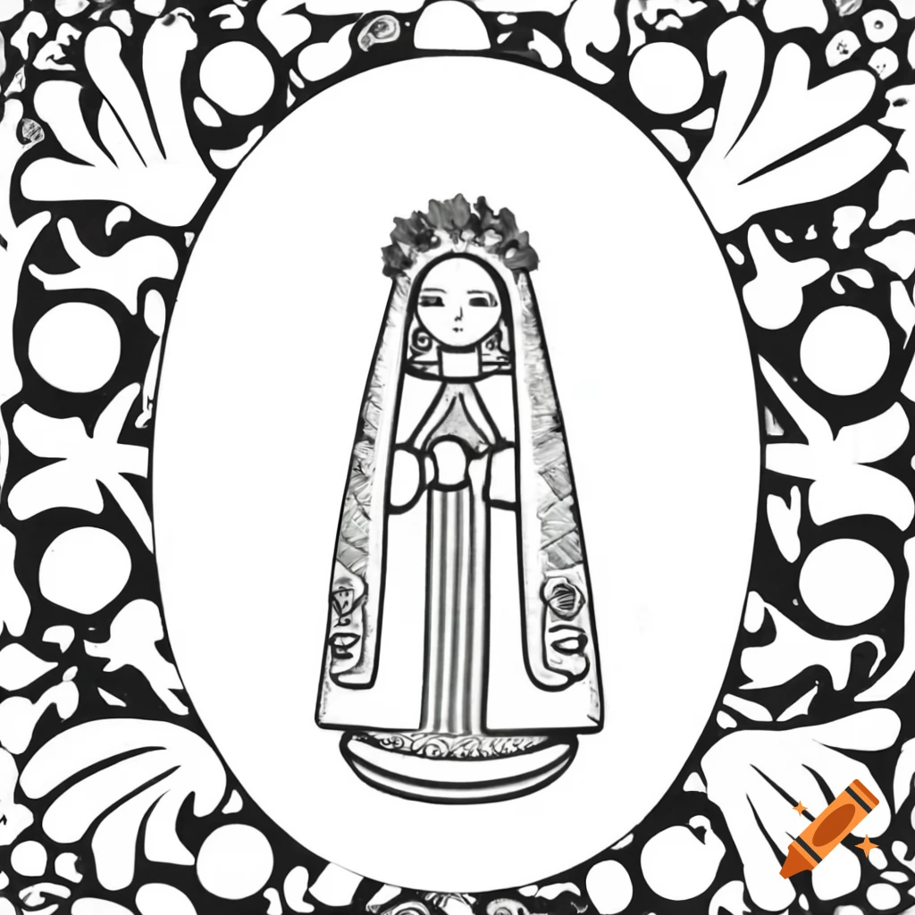 Ornate medieval woodcut figurine of Nuestra Señora del Pilar with flowers
