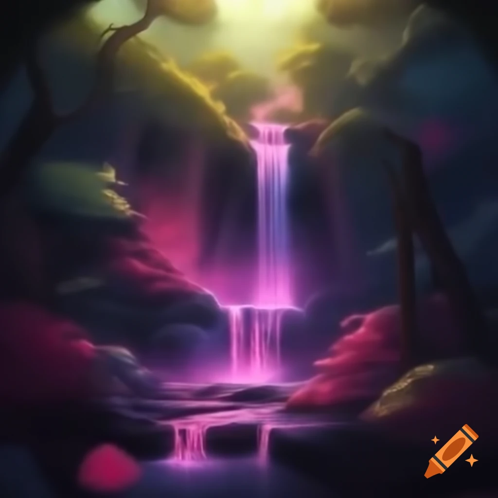 Ruby Cascade waterfalls flowing with vibrant colors