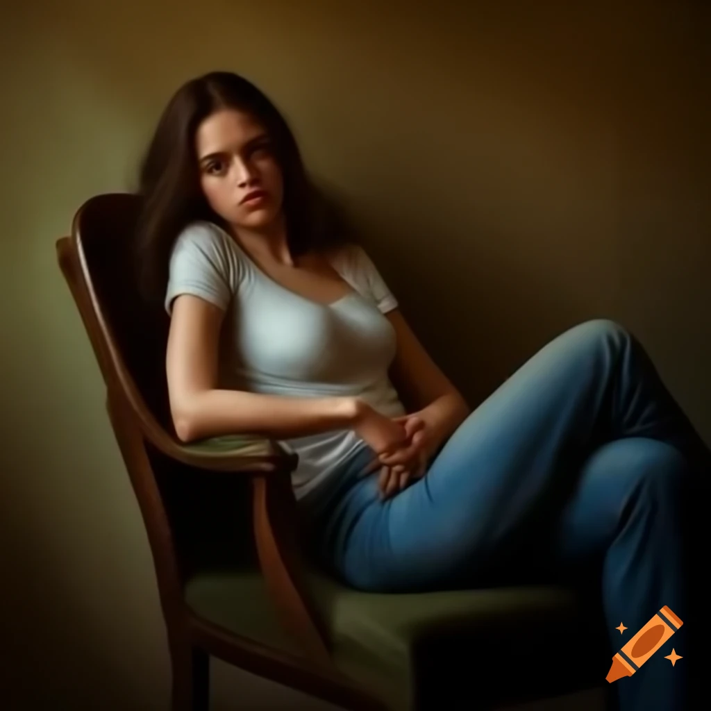 Brunette hypnotist sitting in chair holding pocket watch