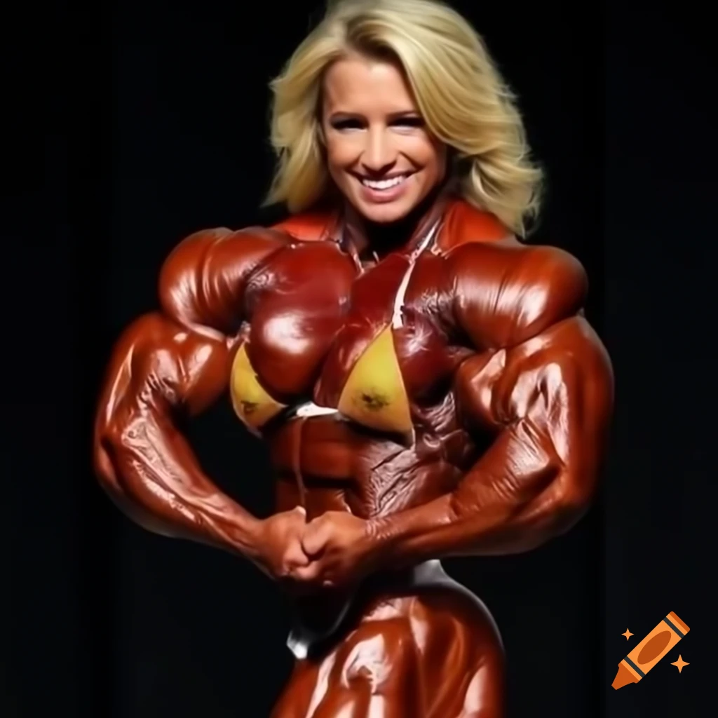 Stunning detail of a female heavyweight bodybuilder showcasing impressive muscle definition