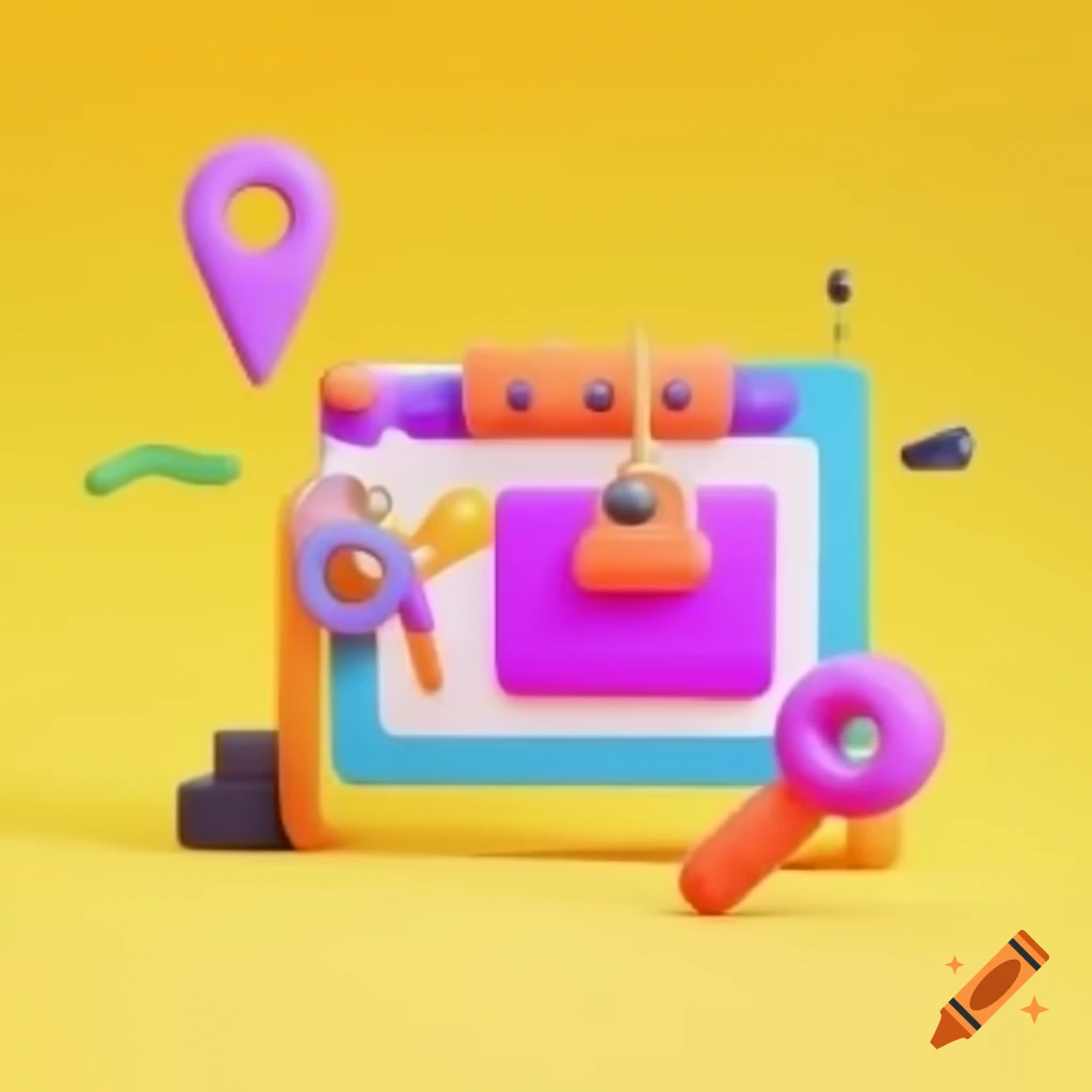 3D design for Hardware Maintenance Reminder app on yellow background