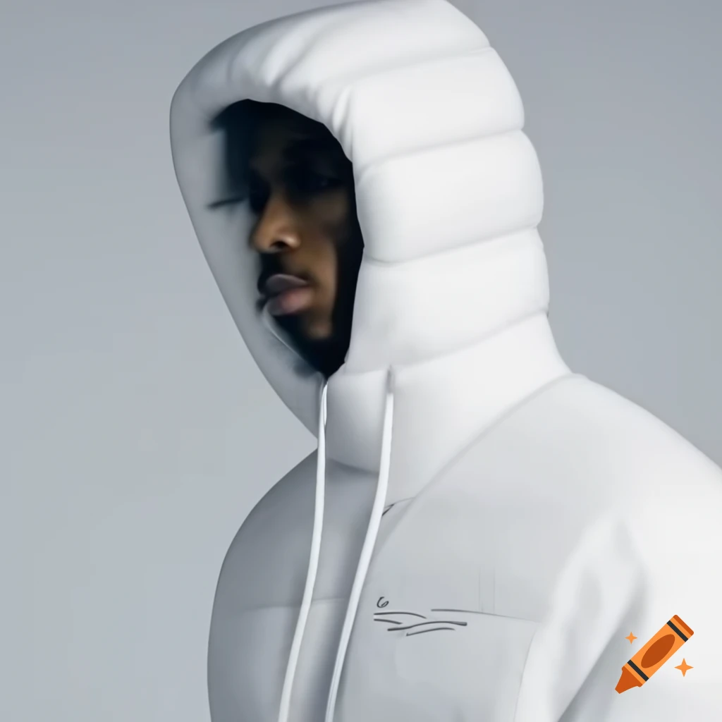 Men's puffy hoodie featuring silhouette of white Porsche 911