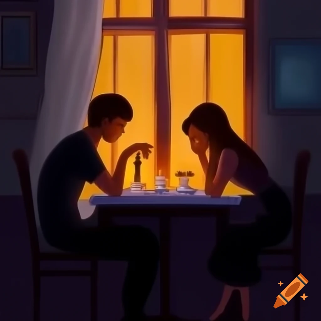 Couple illuminated by candlelight sharing intimate moment at restaurant window