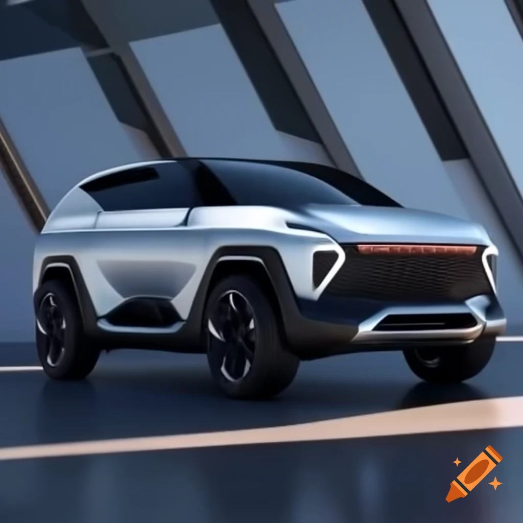 Futuristic SUV with angular design