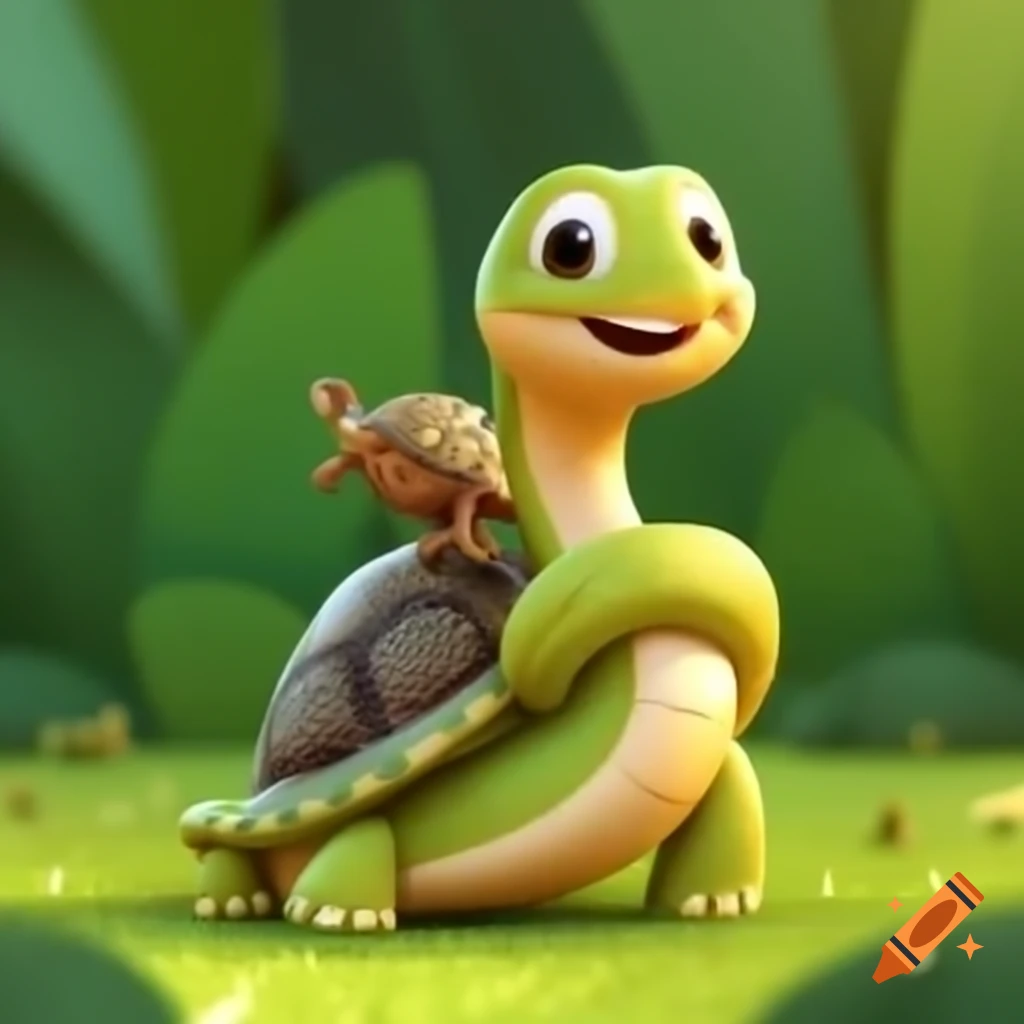 Friendly python and smiling turtle together on Craiyon