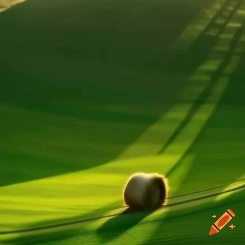 Lush green lawn with hay bale in the center
