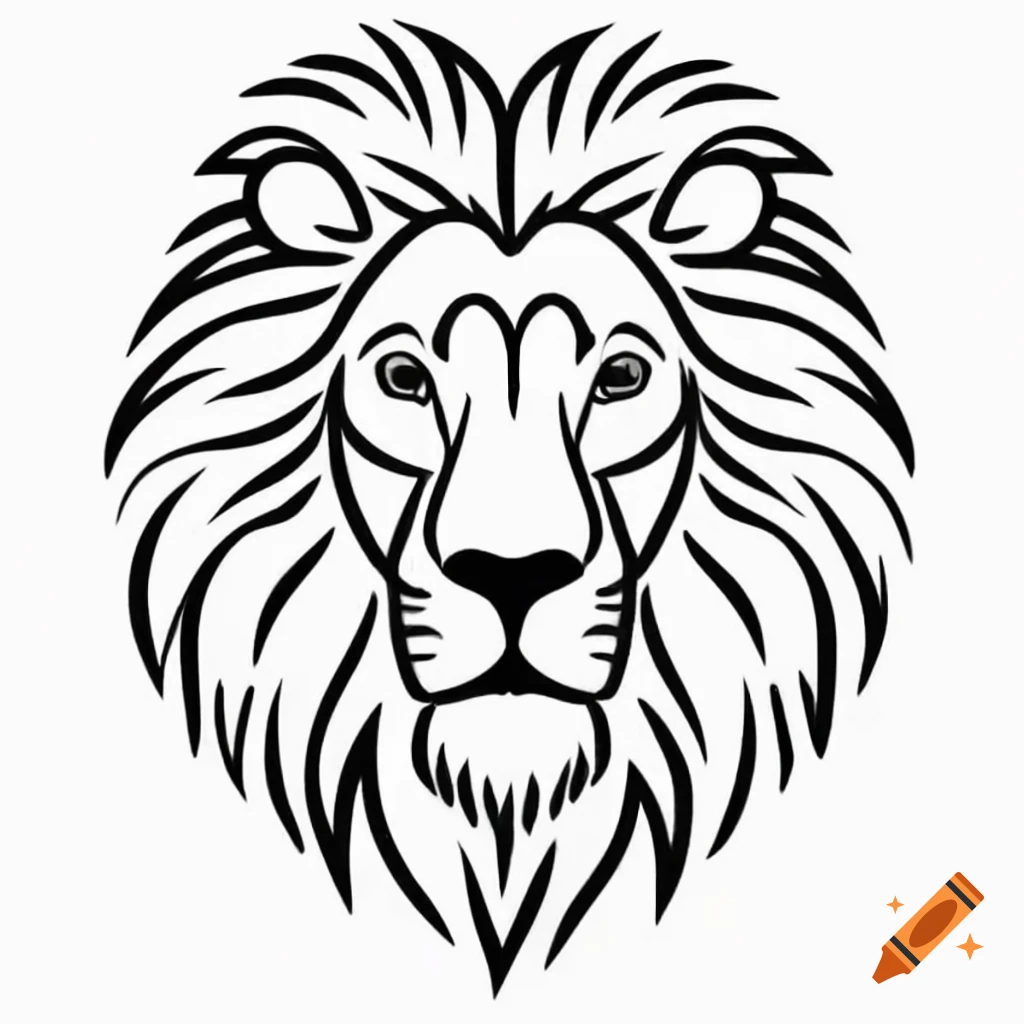 Fine line drawing of a lion's head in semi-realistic style