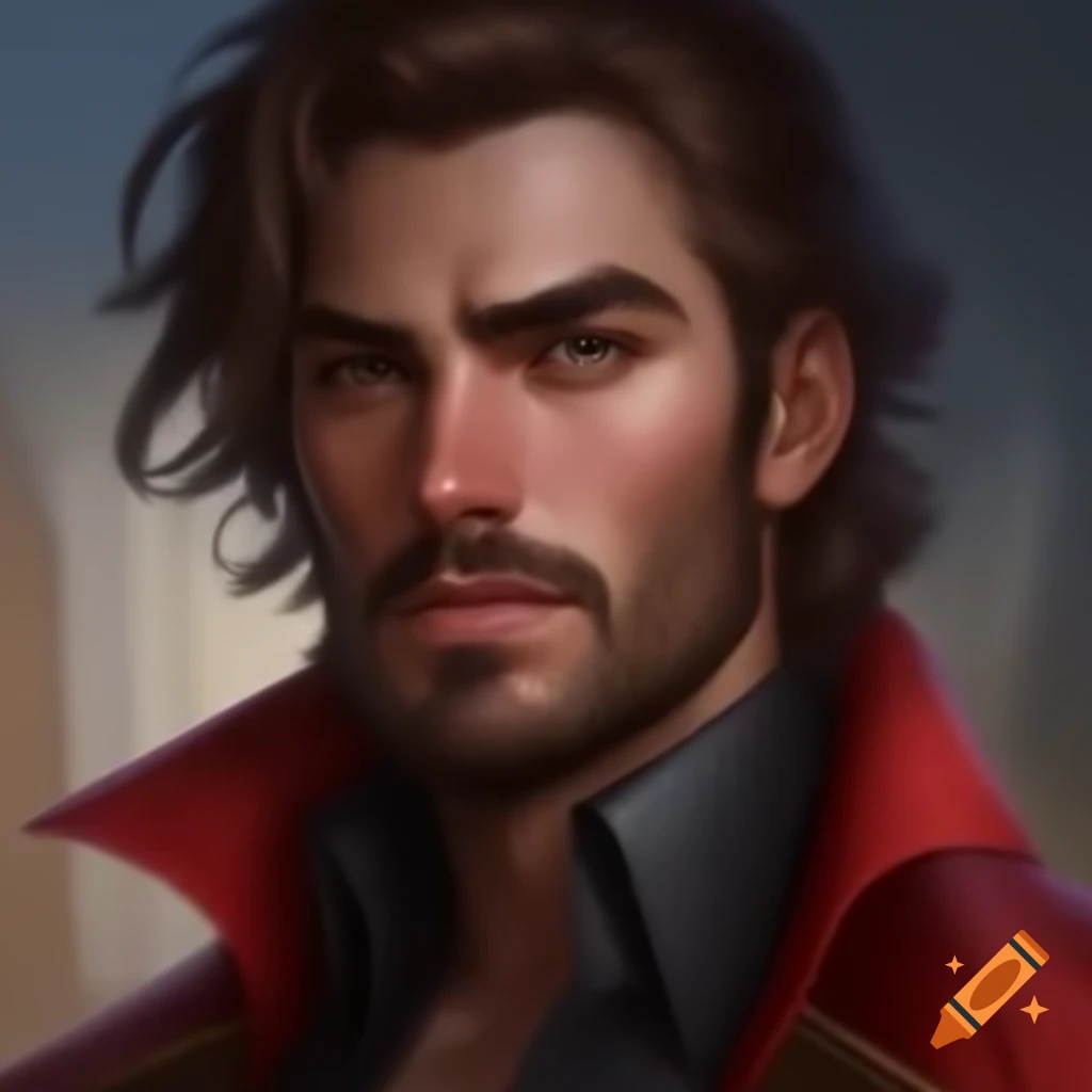 Handsome man in his late 20s with strong jaw and medium length brown ...