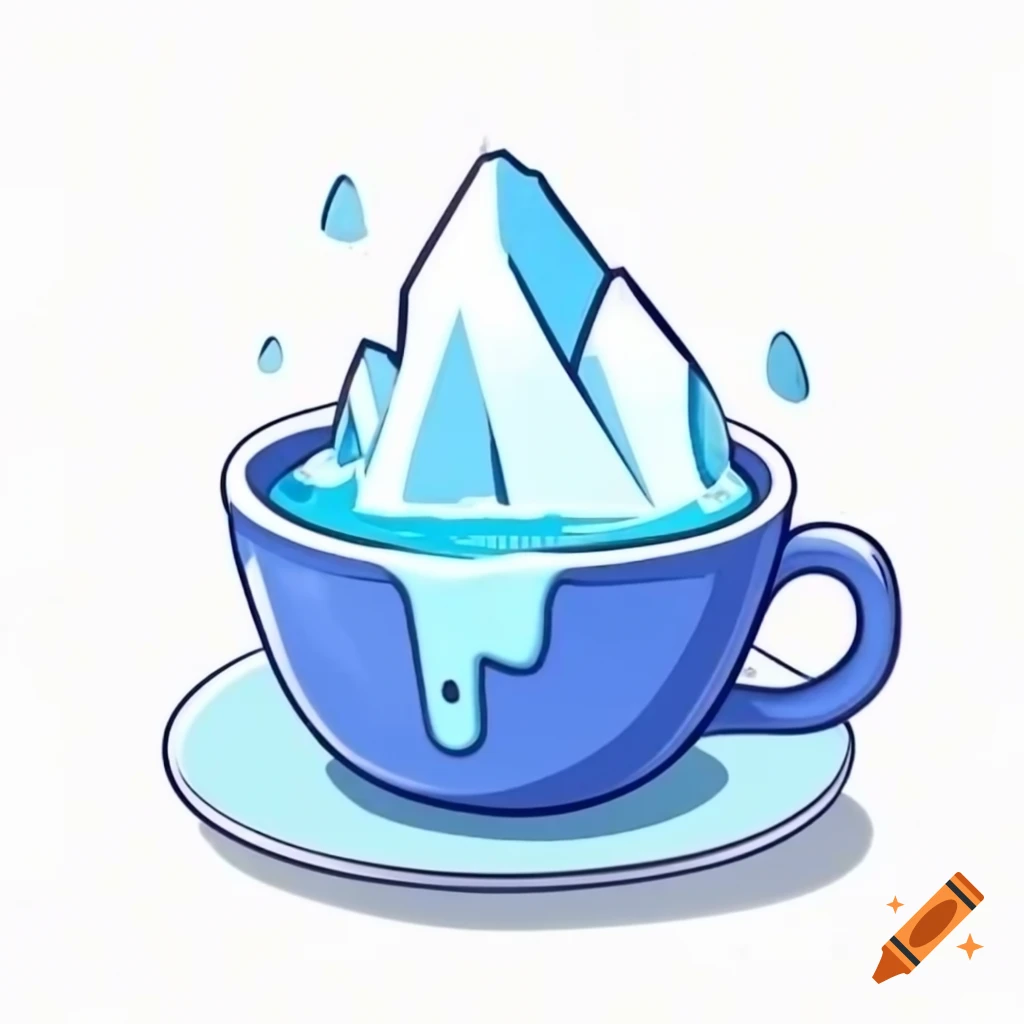 Iceberg floating in a cup of coffee