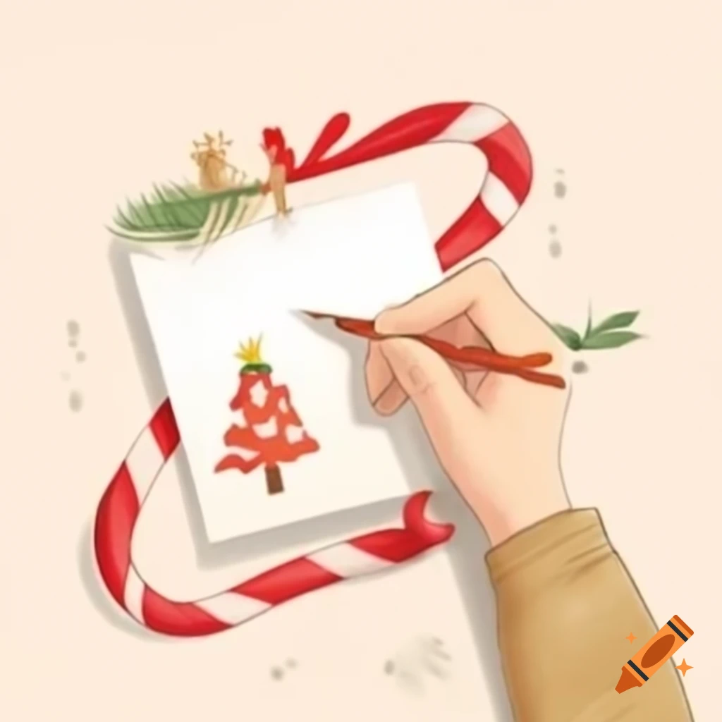 Artwork of painting a Christmas card