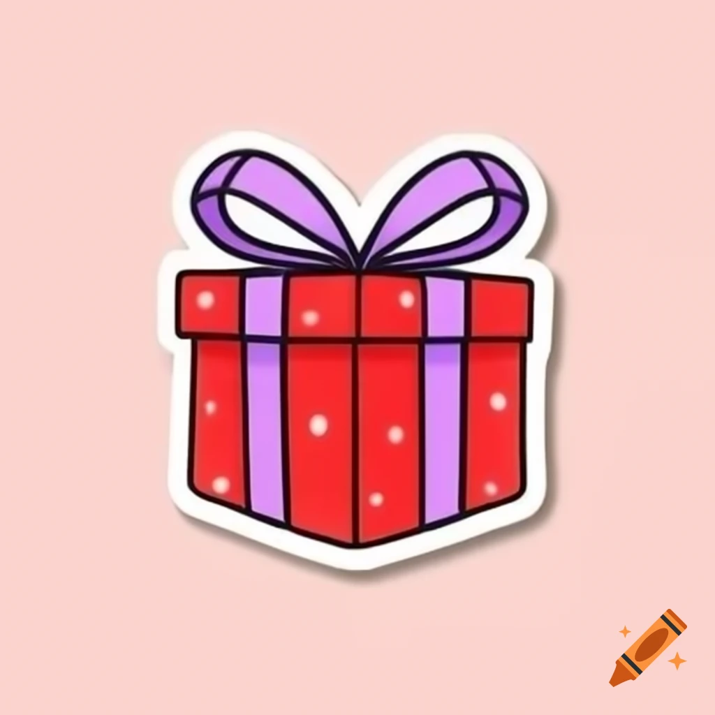 Colorful Christmas gift box sticker design