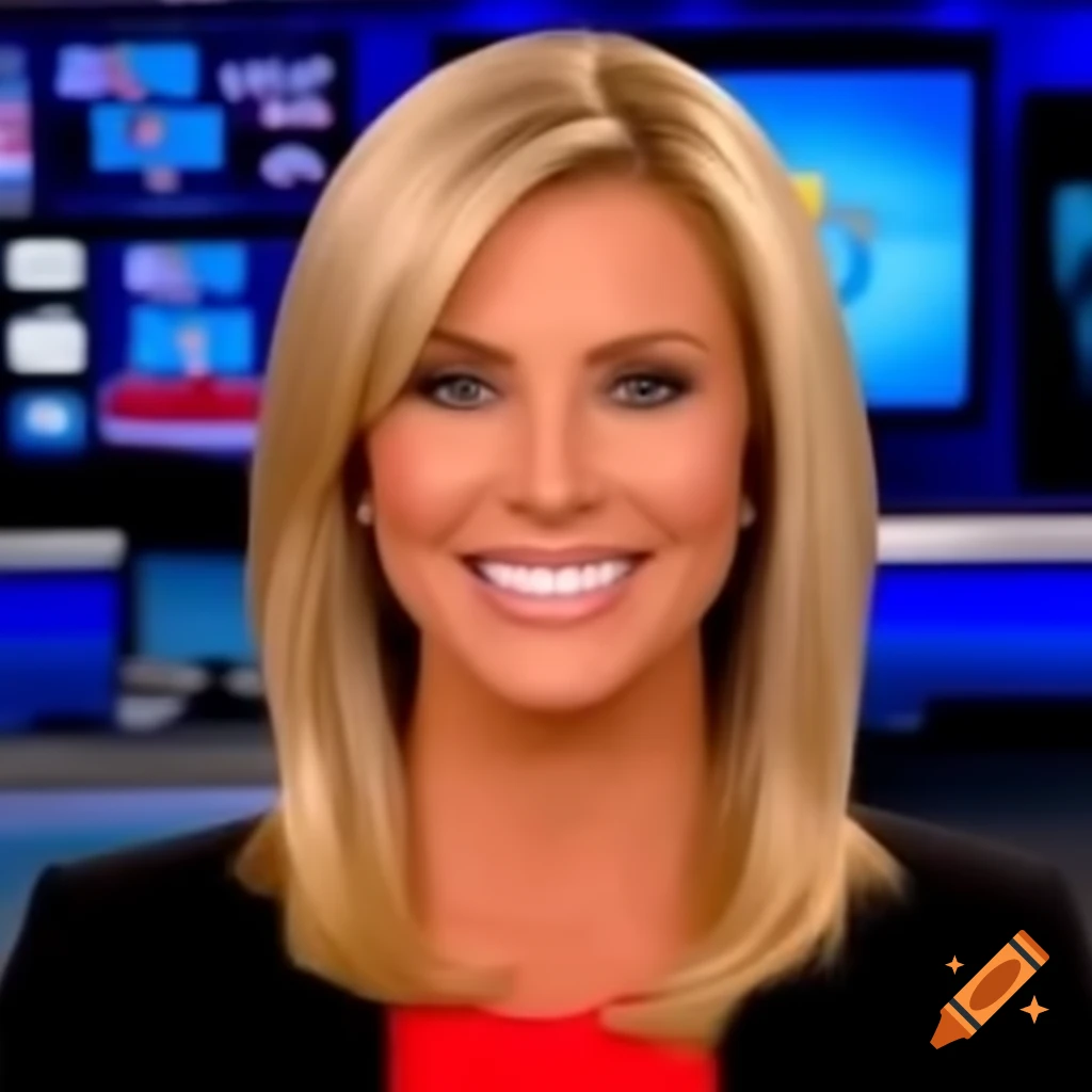 Blond female news anchor presenting news