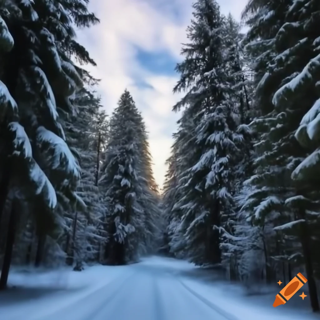 Serene winter woods landscape