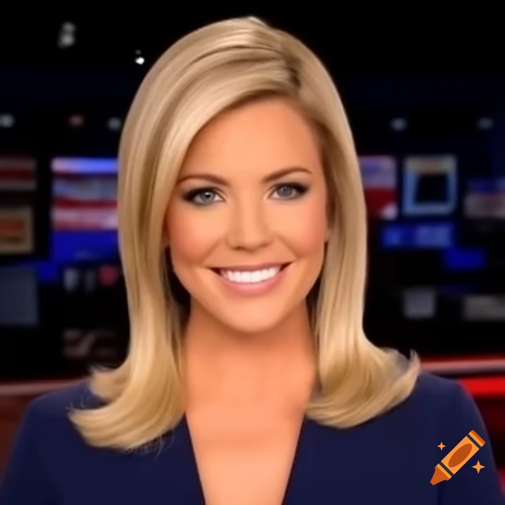 Blond female news anchor presenting news