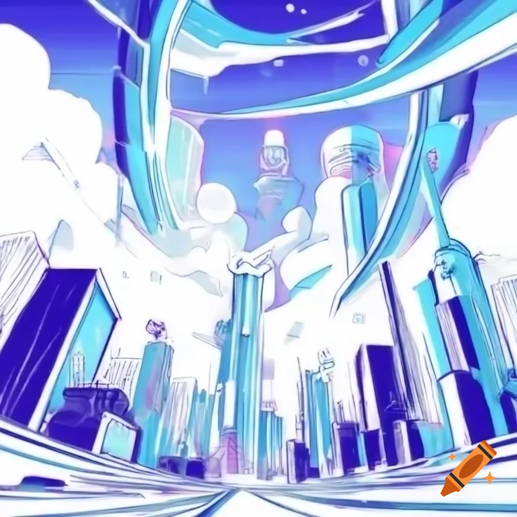 Futuristic cityscape with neon sky and advanced buildings on Craiyon