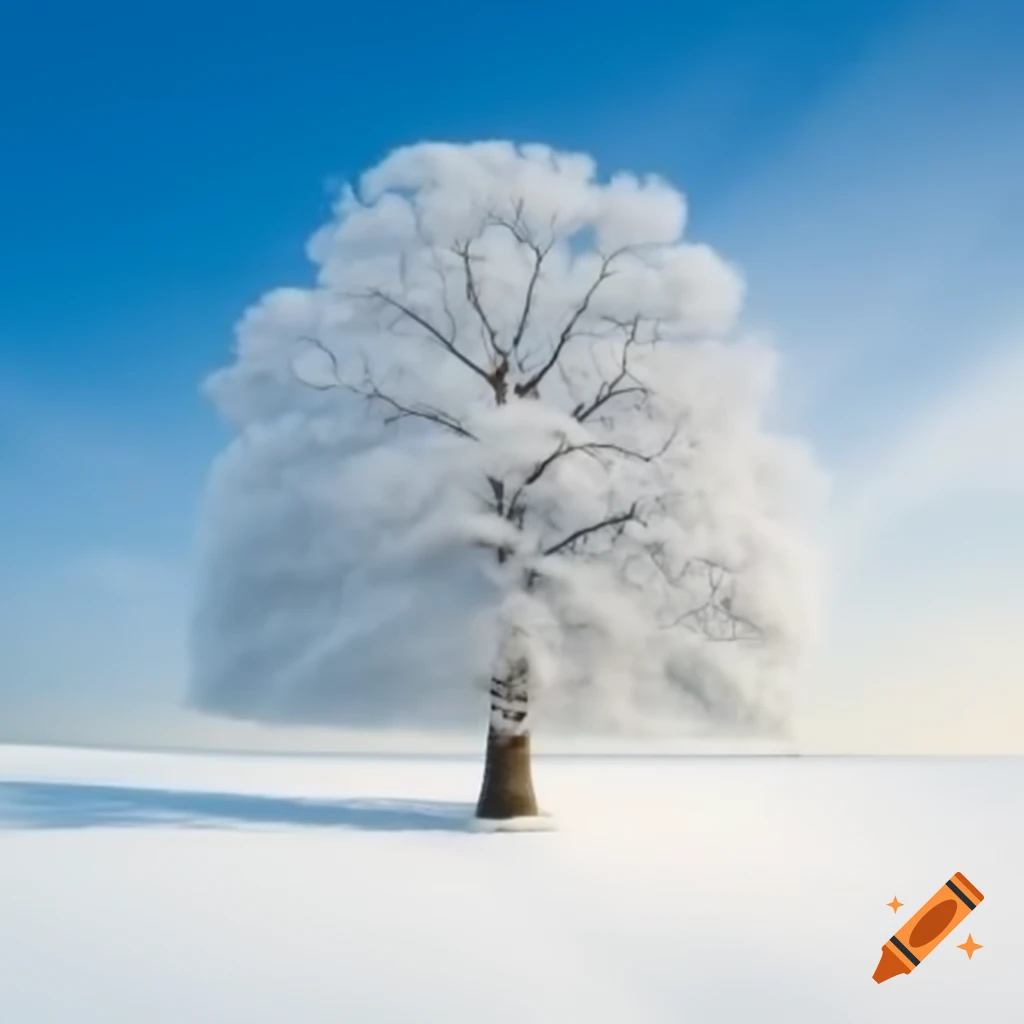 Tree transitioning from winter to summer