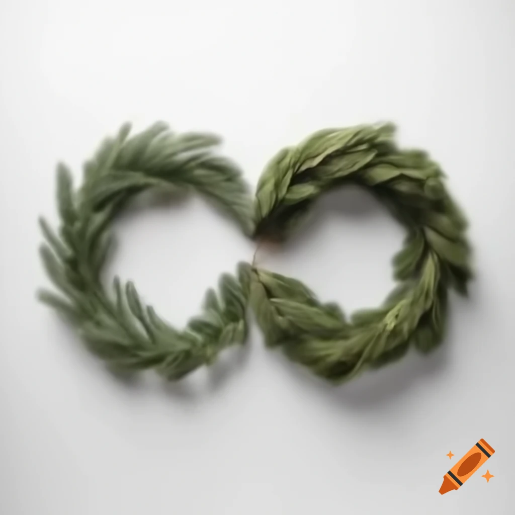 Infinity-shaped Christmas wreath on white background