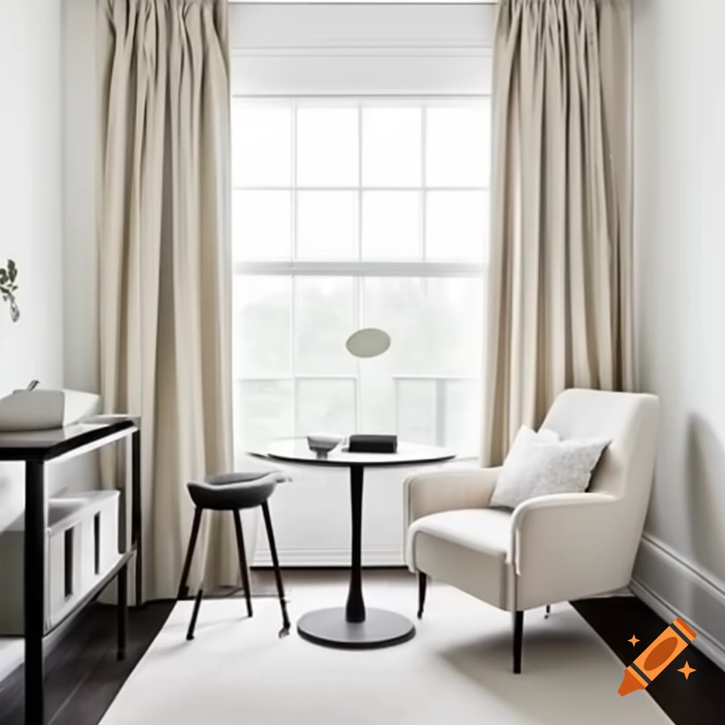 Cozy and elegant corner office space in living room with modern design and natural light