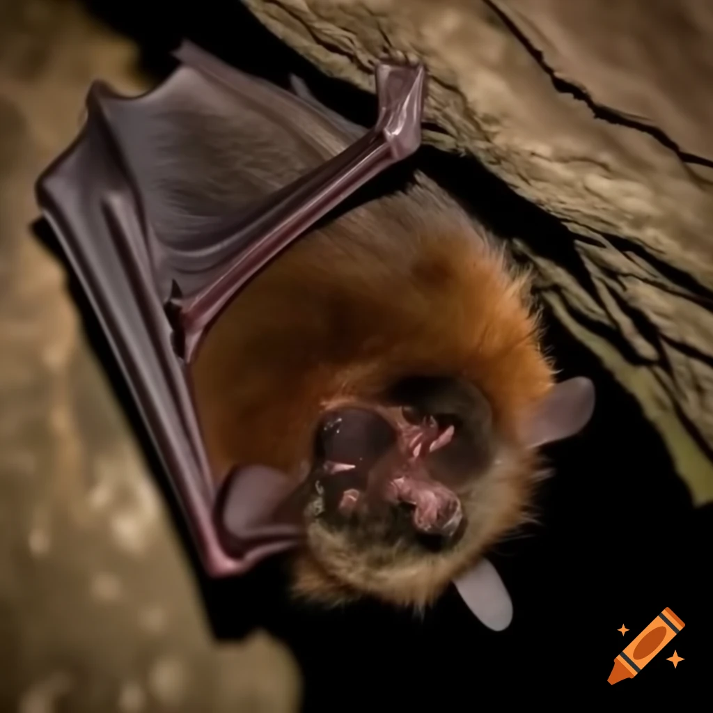 Bat roosting in a nest