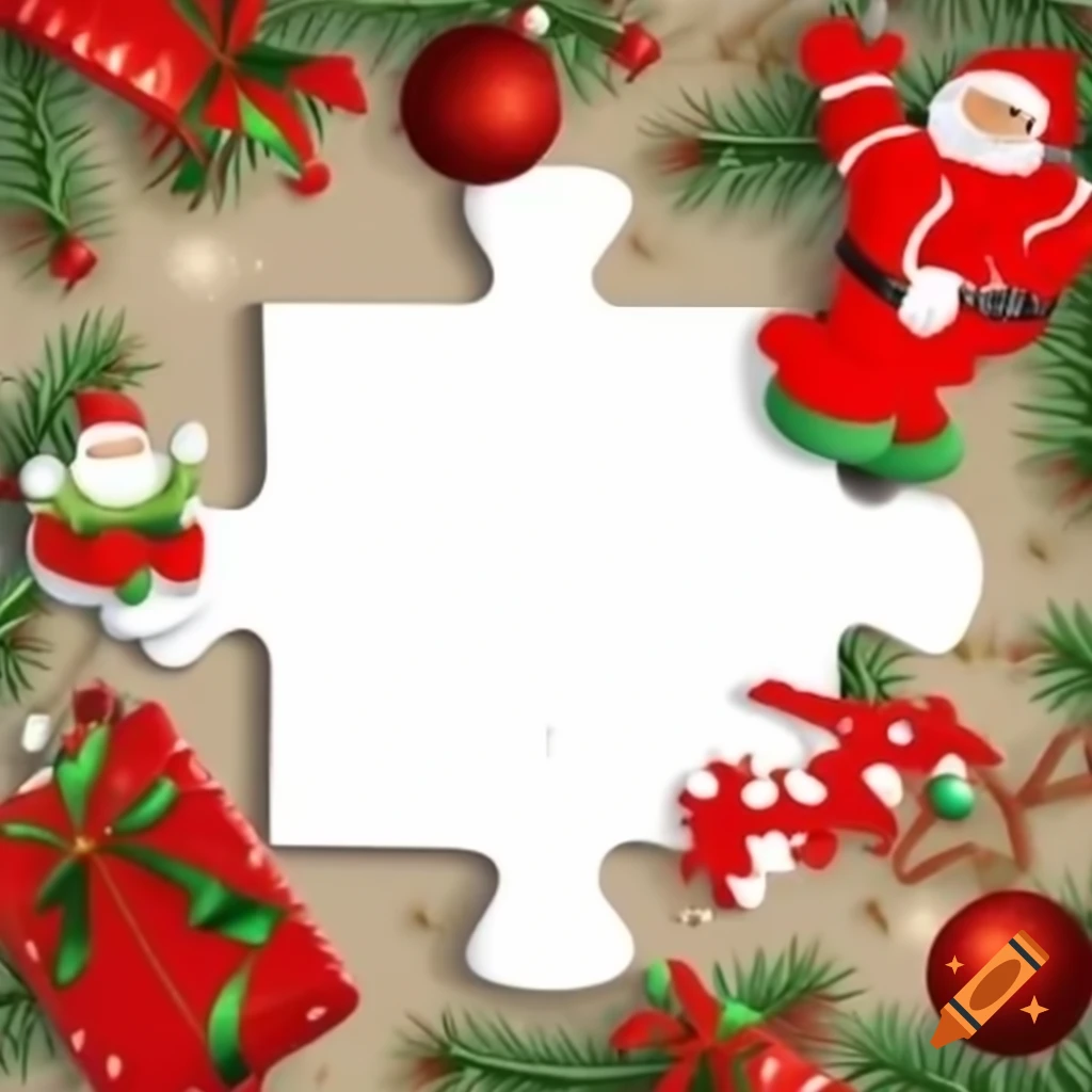 Christmas holiday jigsaw puzzle featuring blank space in center