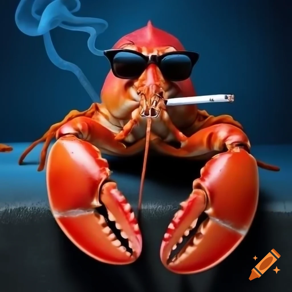Lobster wearing sunglasses and smoking a cigarette on Craiyon