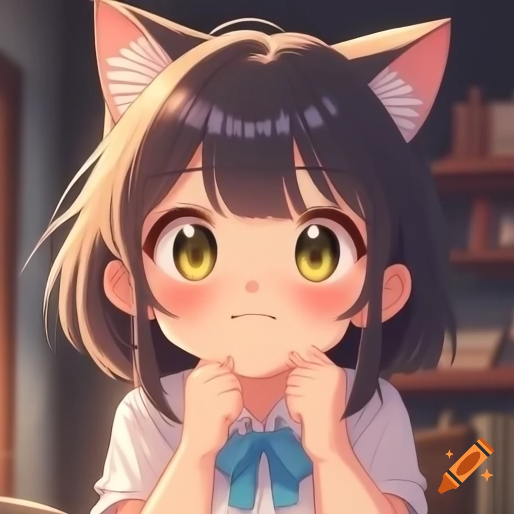 Cute anime cat girl character