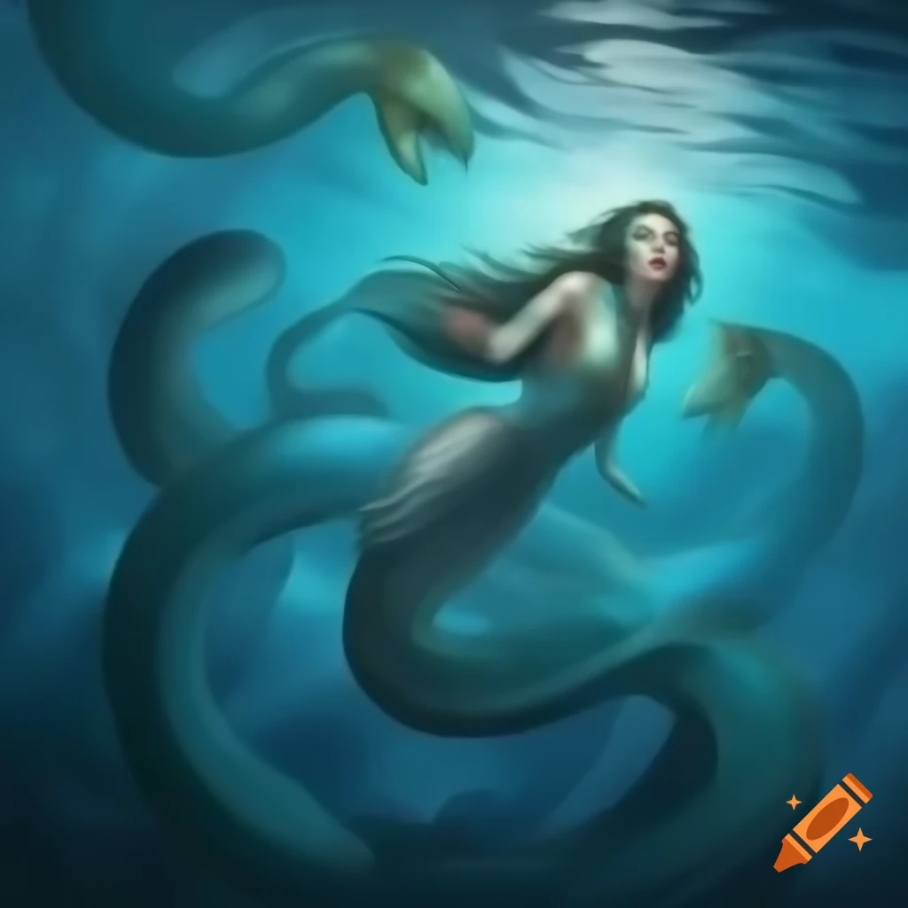 Toosa Ocean nymphs, mythical creatures with scales and tails, guardians of ...