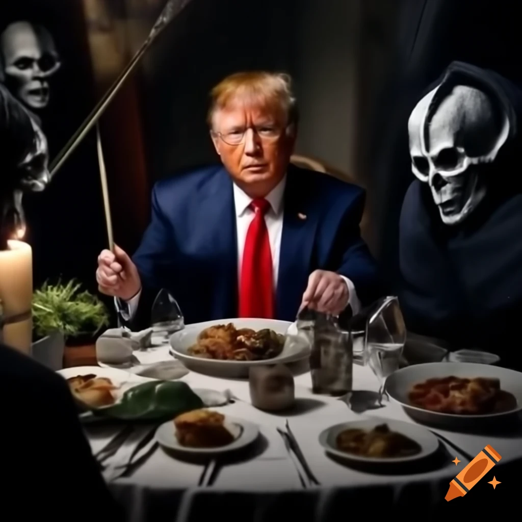 Hyperrealistic dinner scene at mar-a-lago with donald trump and a ...