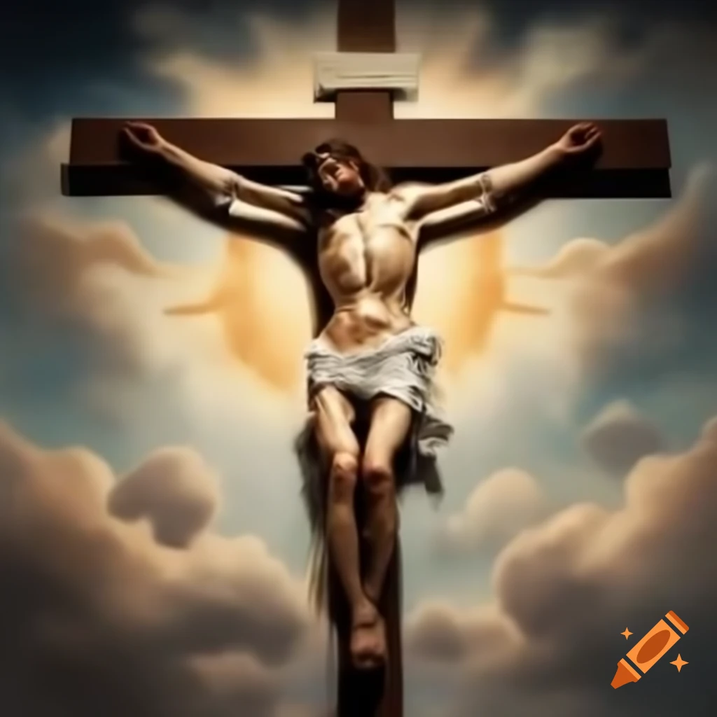 Artistic depiction of crucifixion scene of Jesus Christ
