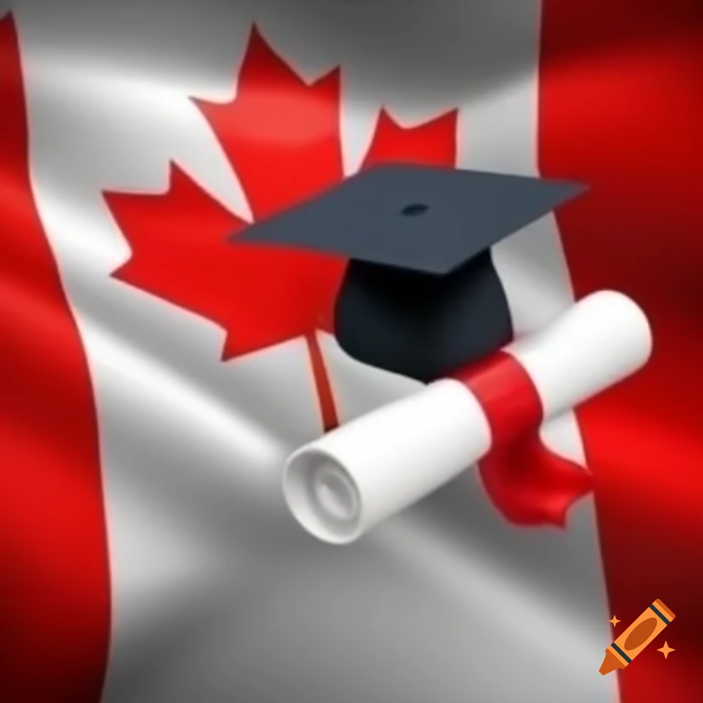 Diploma next to Canada flag symbolizing education in Canada