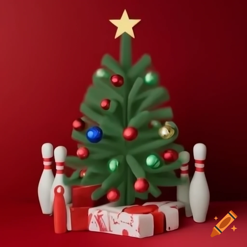Bowling-themed christmas tree decoration on Craiyon