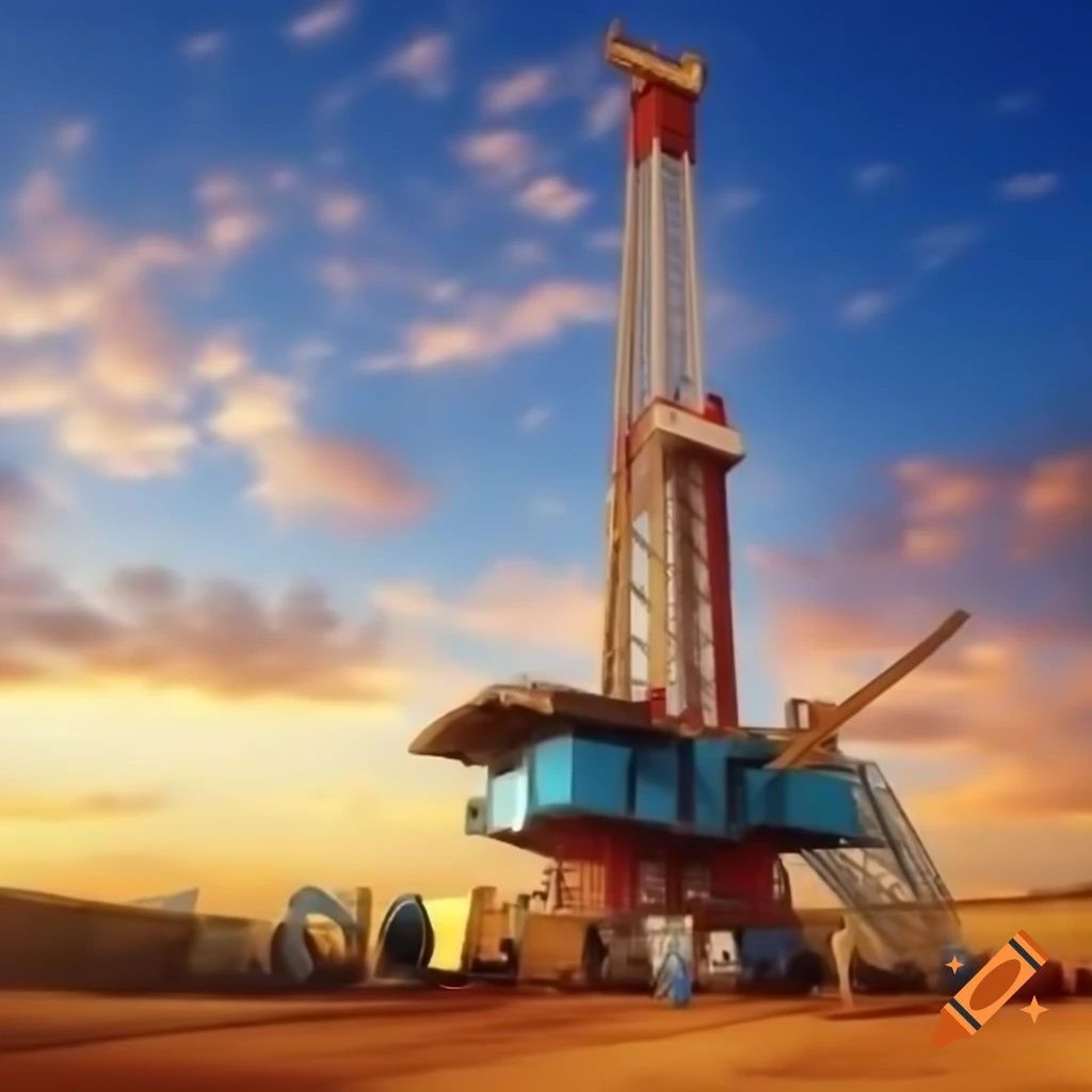 Greeting card design featuring a drilling rig and Christmas tree with holiday wishes