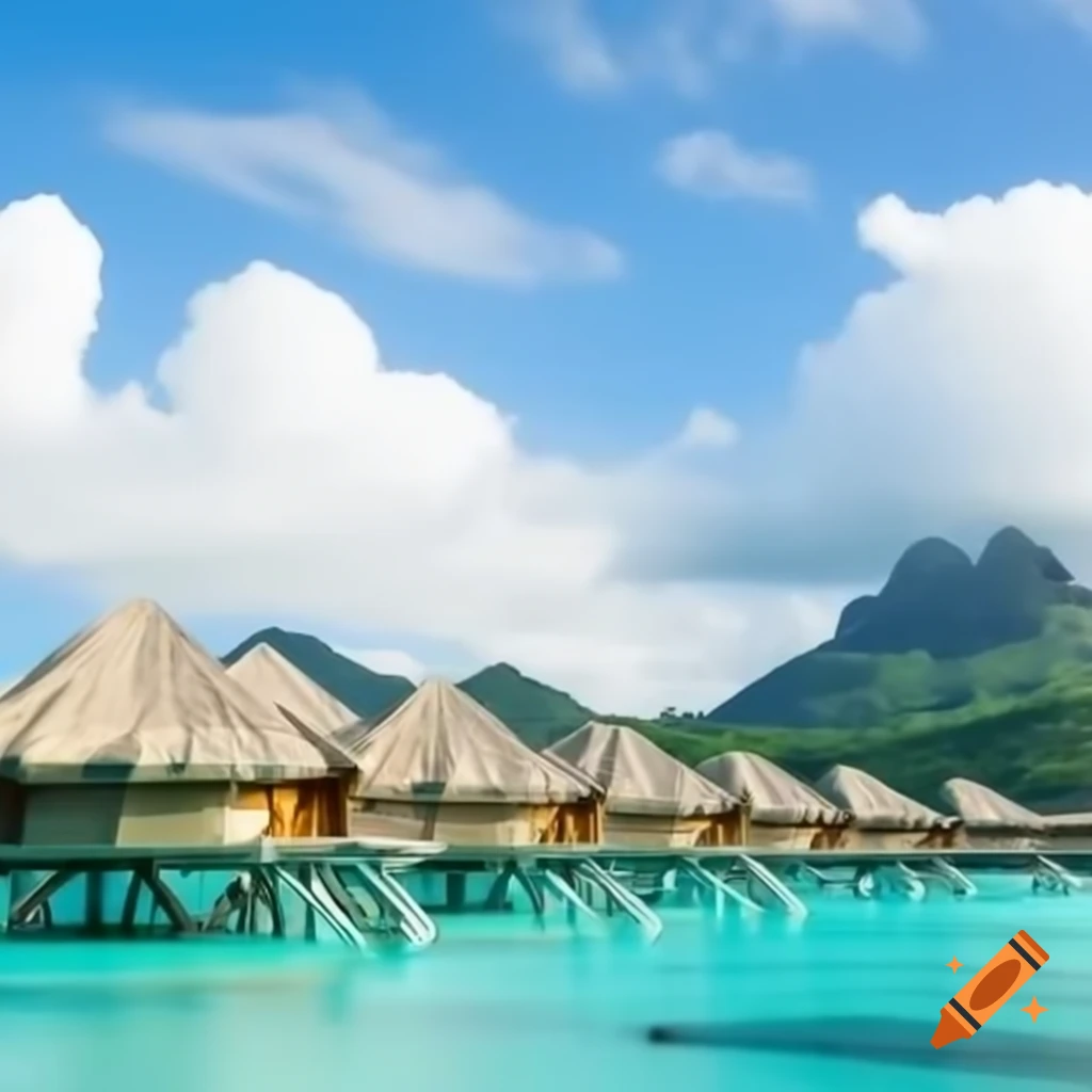 Bora Bora tropical paradise with clear blue waters