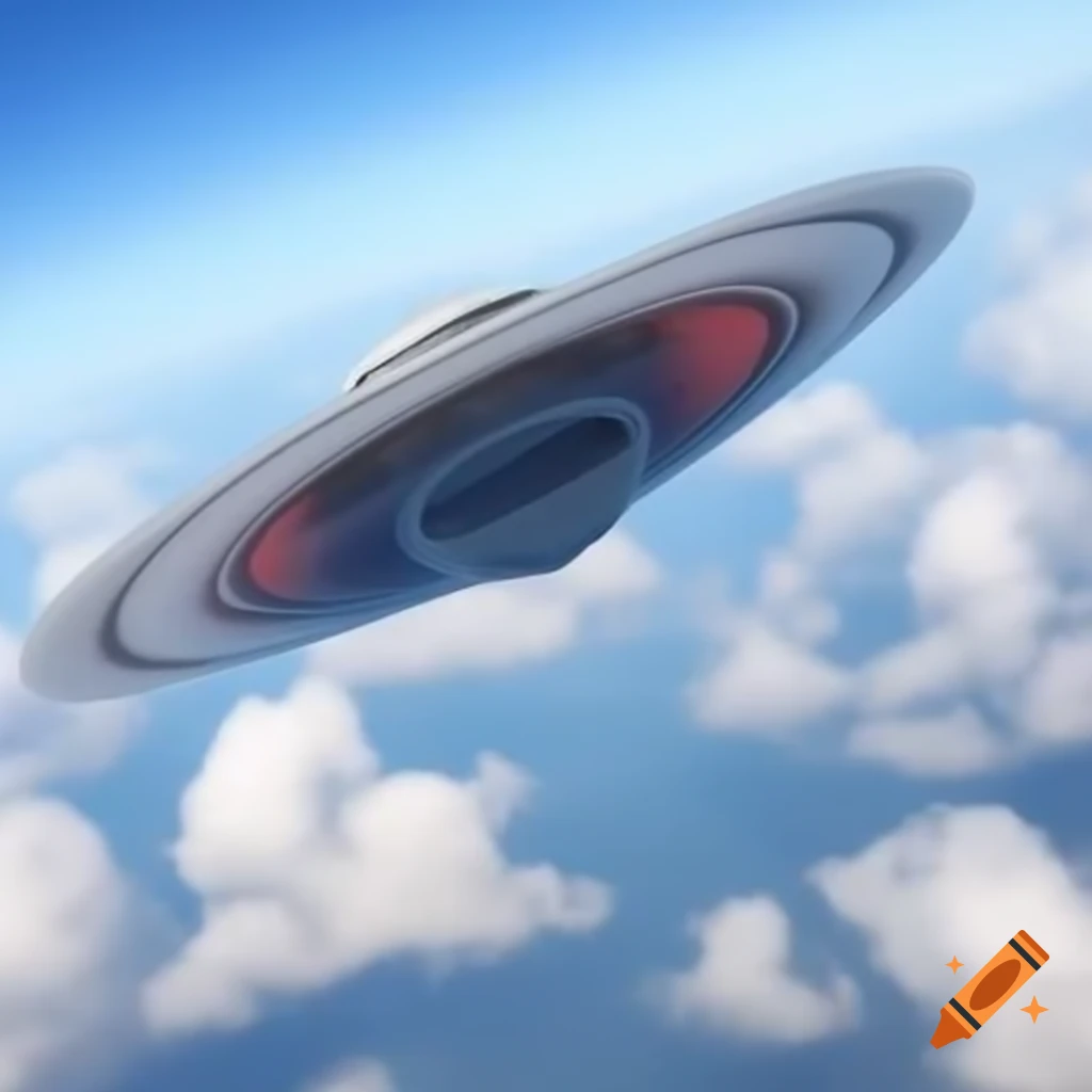 Strange shaped UFO in detailed sky rendering with Unreal Engine