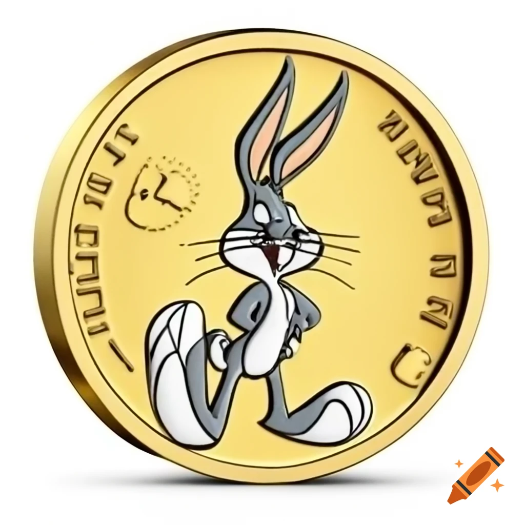 24-karat gold coin with whimsical Bugs Bunny design on Craiyon