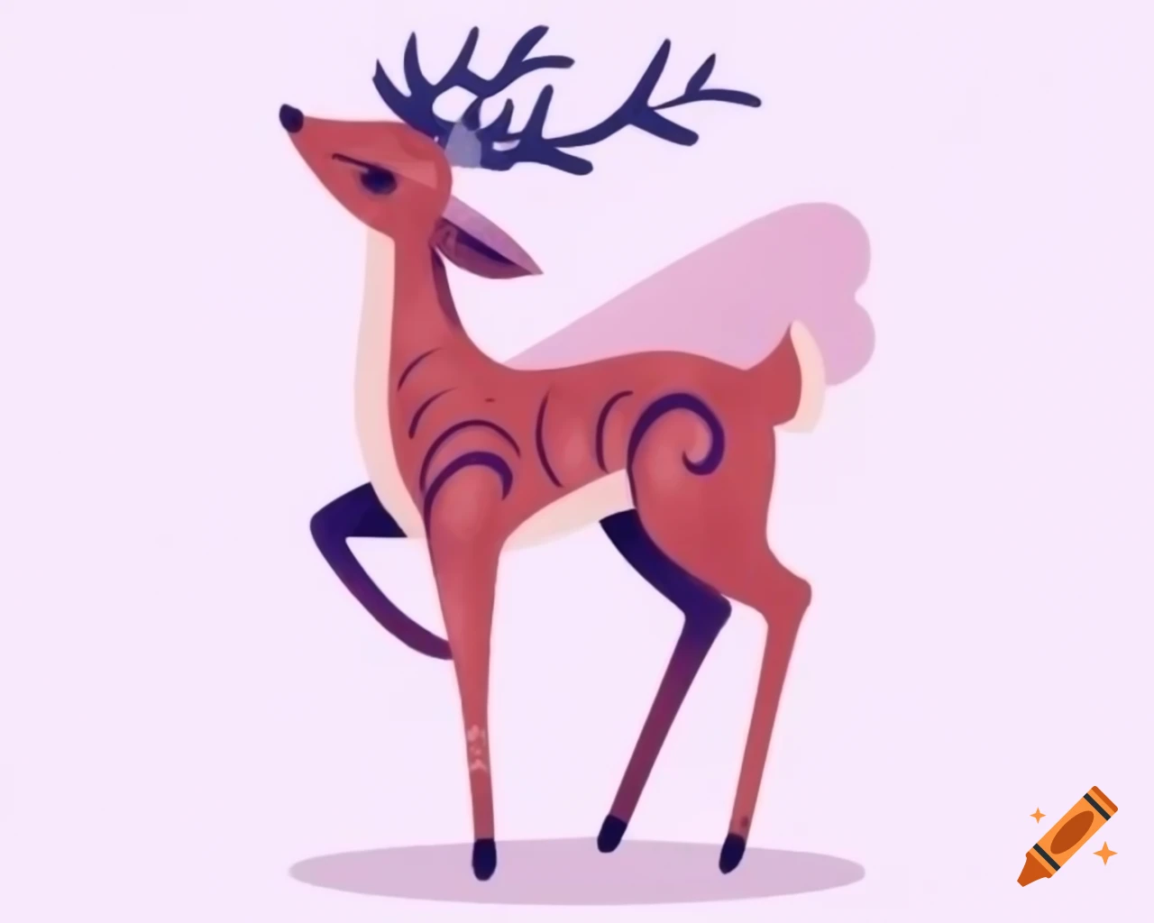 Whimsical vector illustration of a female deer without antlers