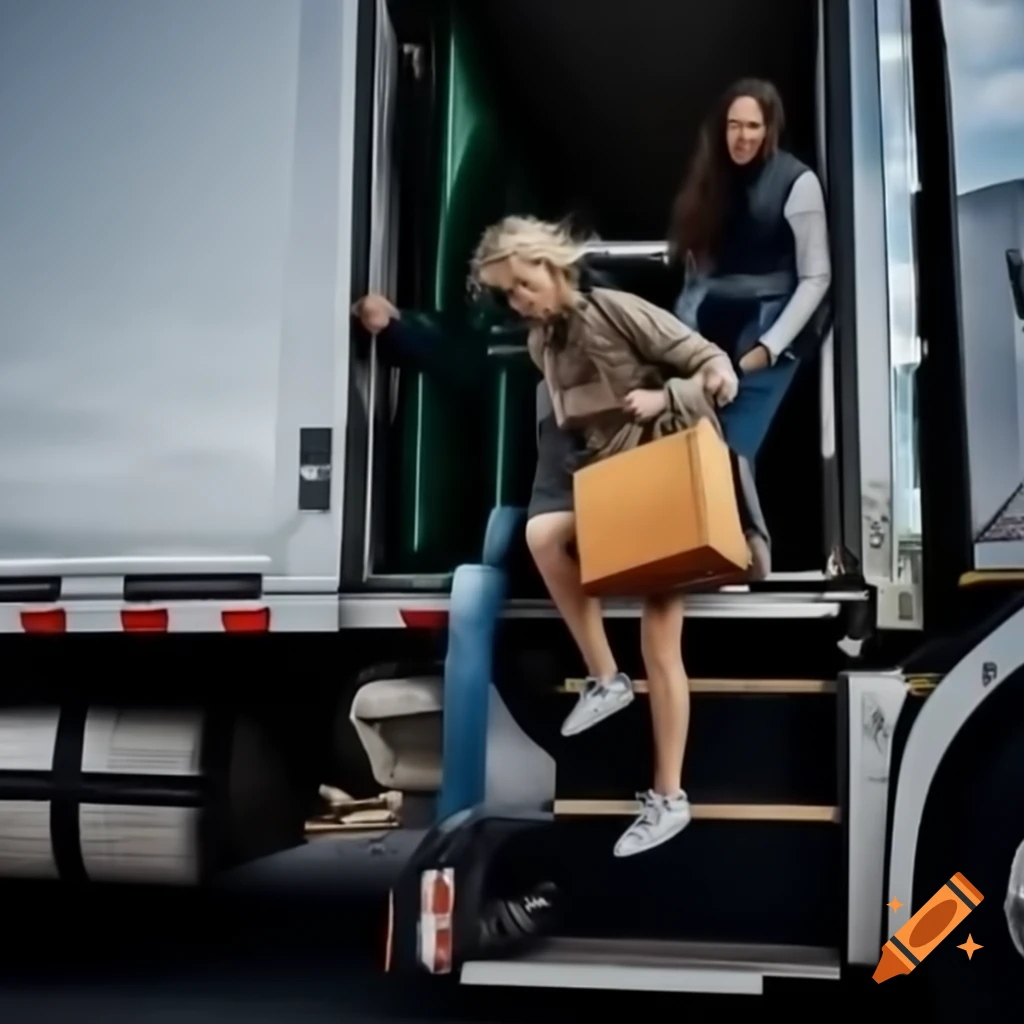 Woman engaged in heavy transport task