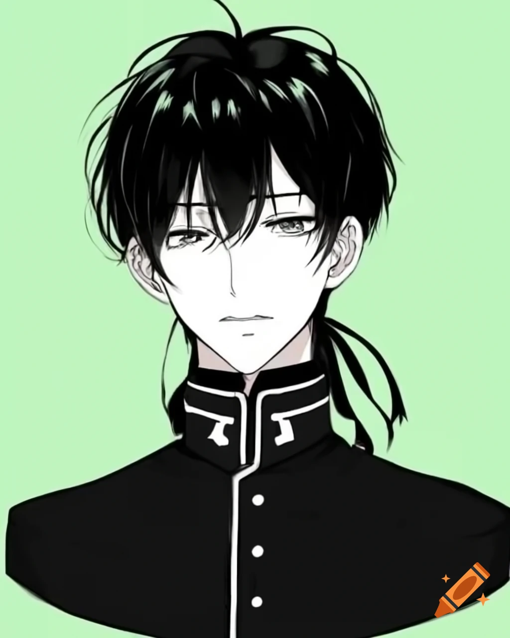 25-year-old sailor with black hair in monochromatic background