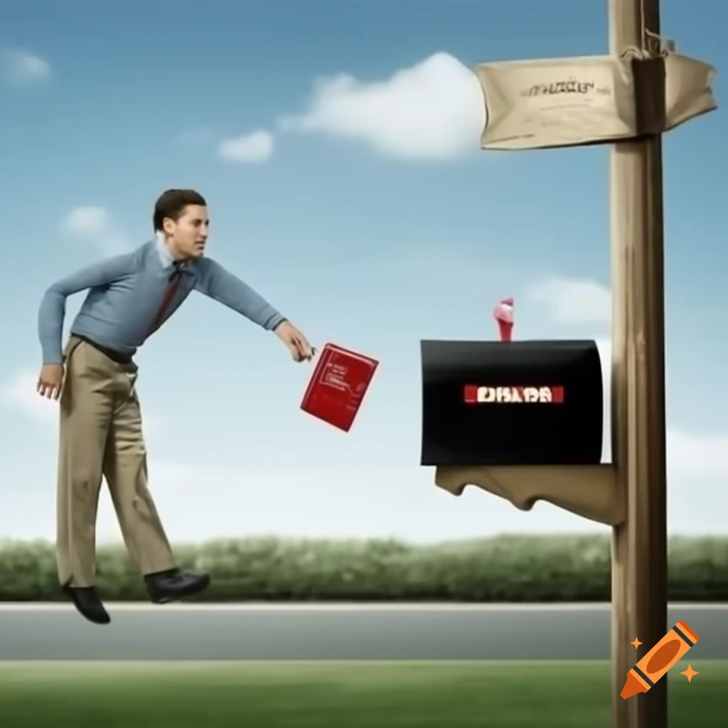 Man placing letter into mailbox