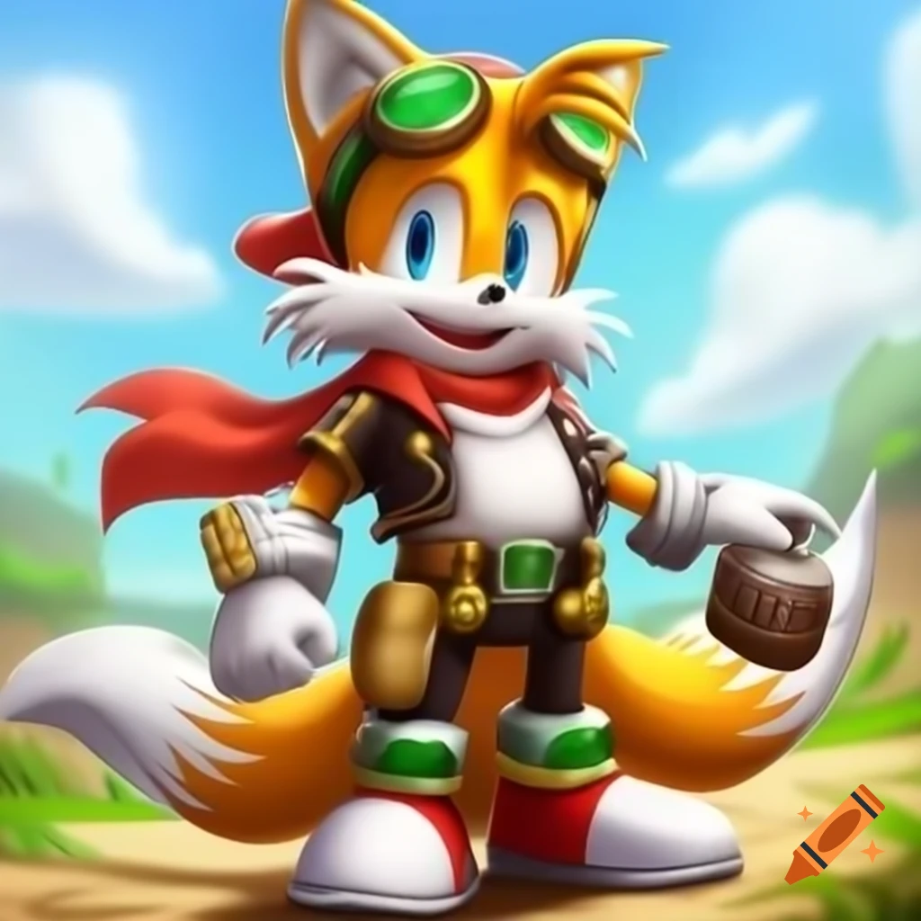 Illustration of Tails the Fox from Sonic wearing a brown bomber jacket