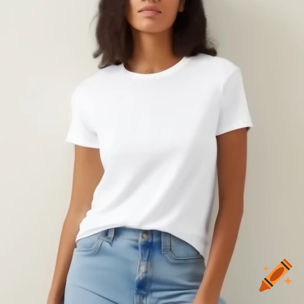 Woman dressed in white t-shirt and jeans