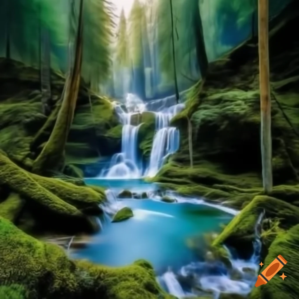 Stunning waterfall in lush forest