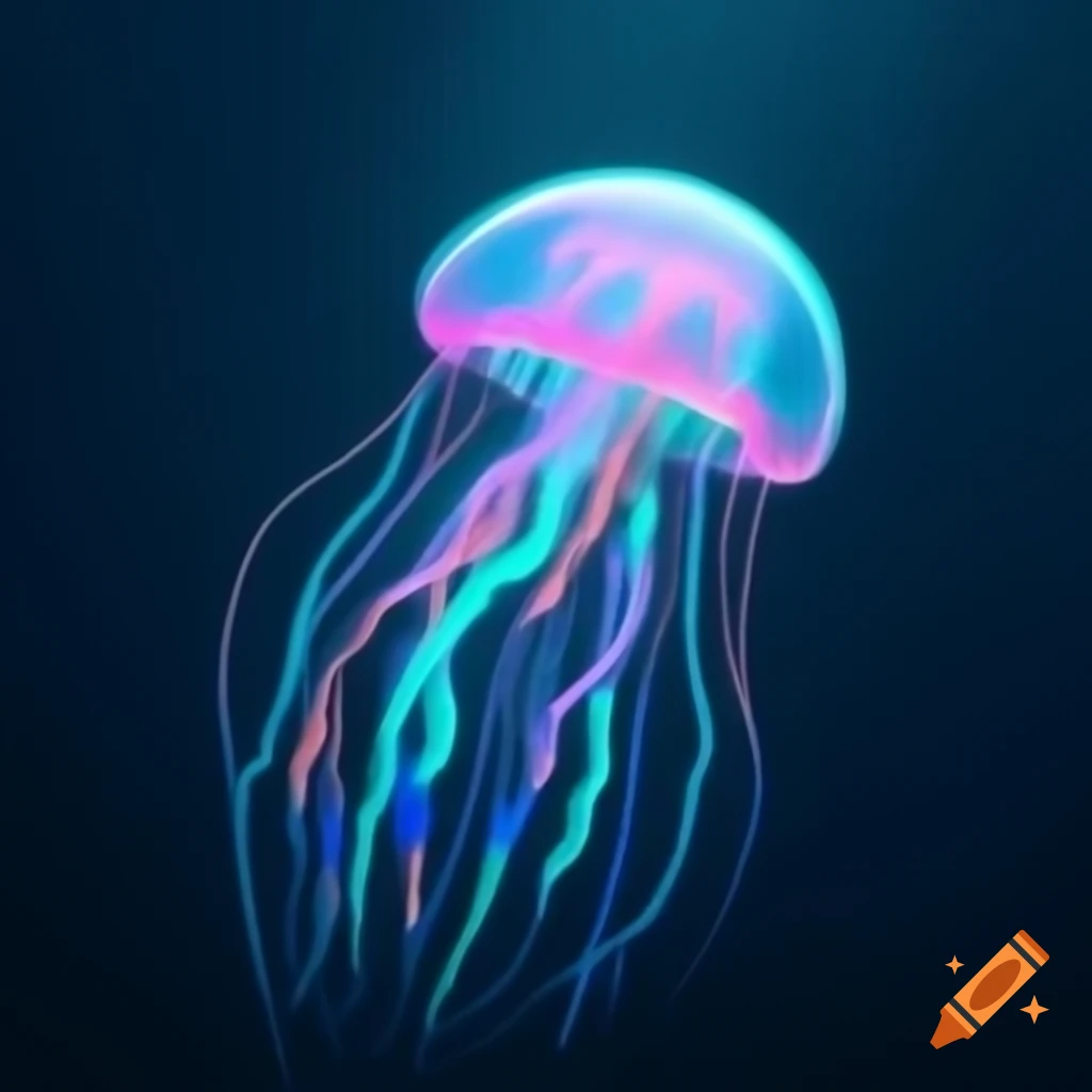 Glowing jellyfish in dark waters